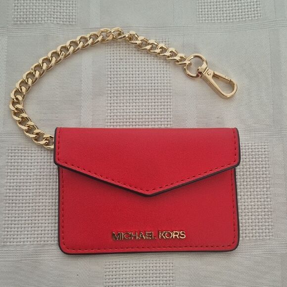 HOST PICK🥳 Michael Kors Scarlet Card Holder with Gold Chain - Picture 1 of 16